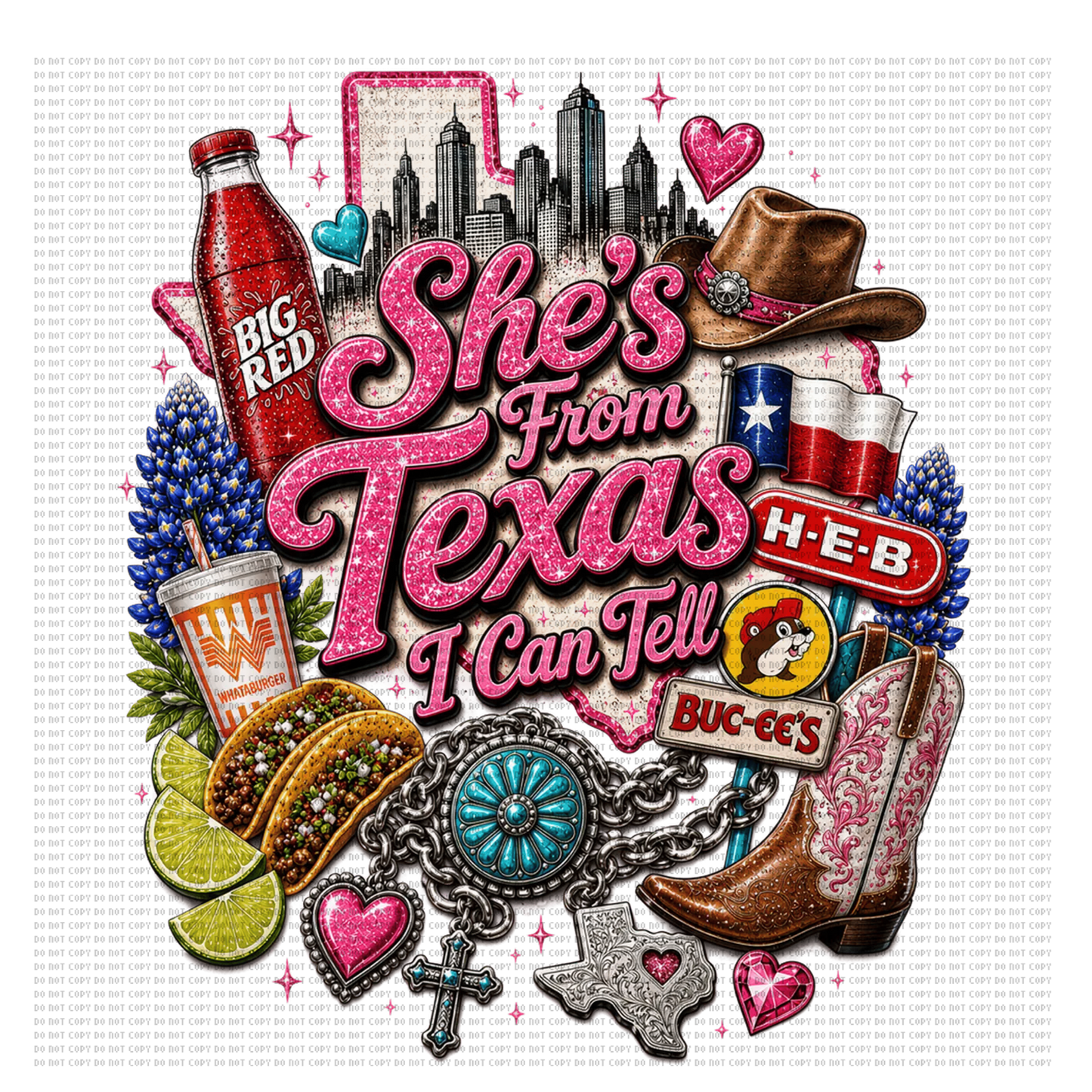 She’s from Texas big red design 1 dtf transfer