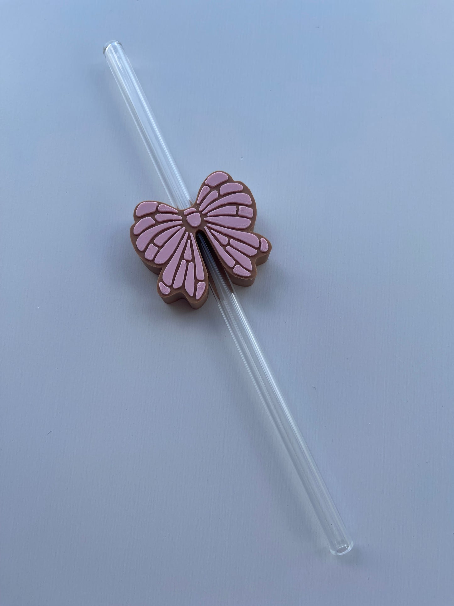 Pink concha bow straw topper standard size (8mm)