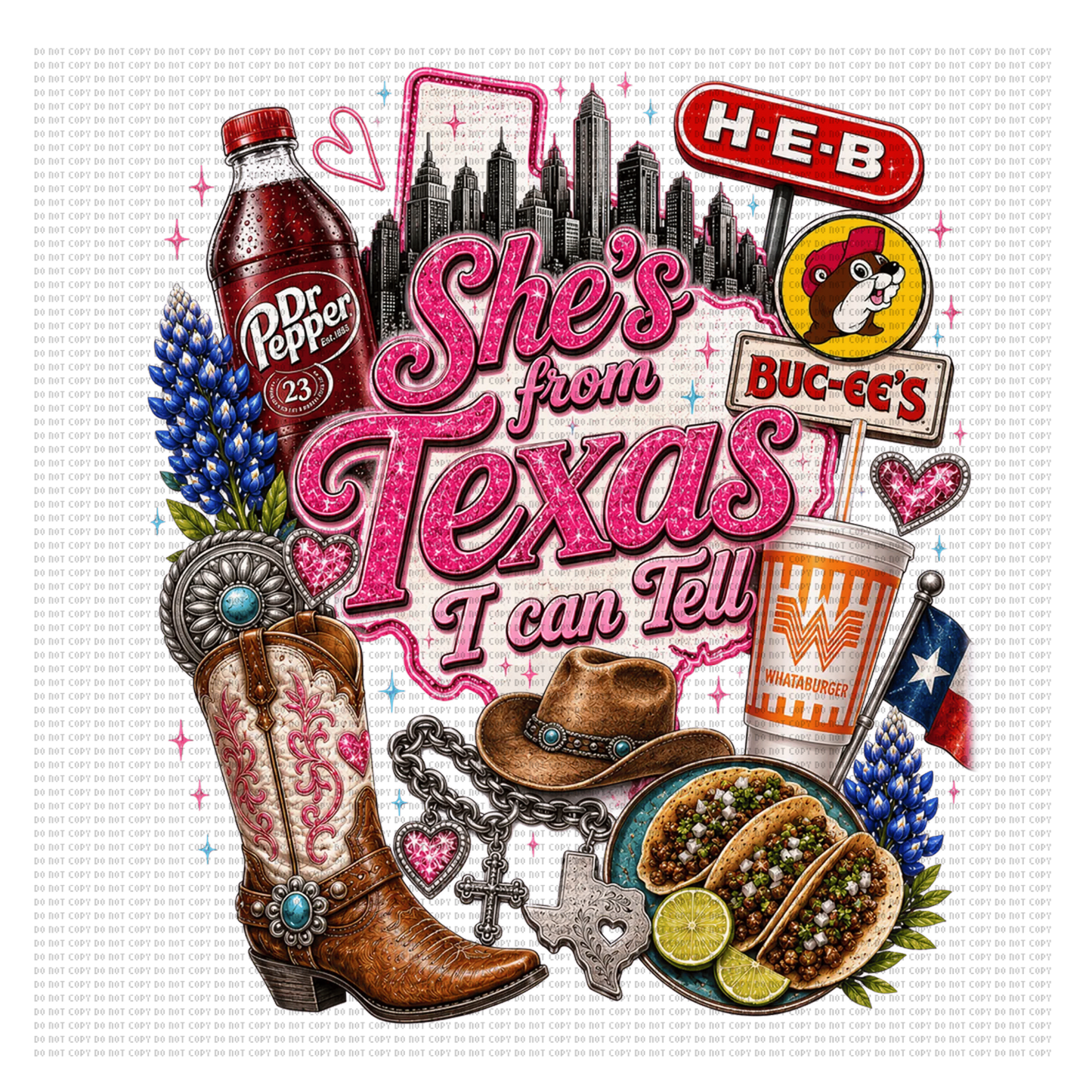 She’s from Texas Dr Pepper design 6 dtf transfer