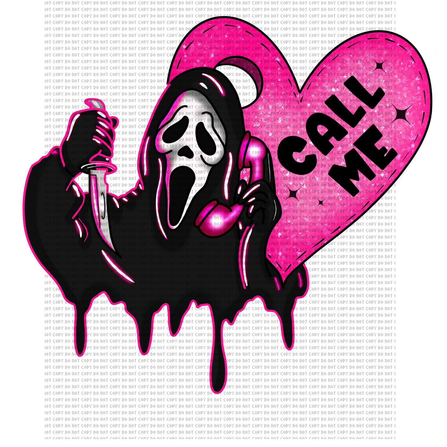 GHOSTFACE PINK HEART DTF TRANSFER
