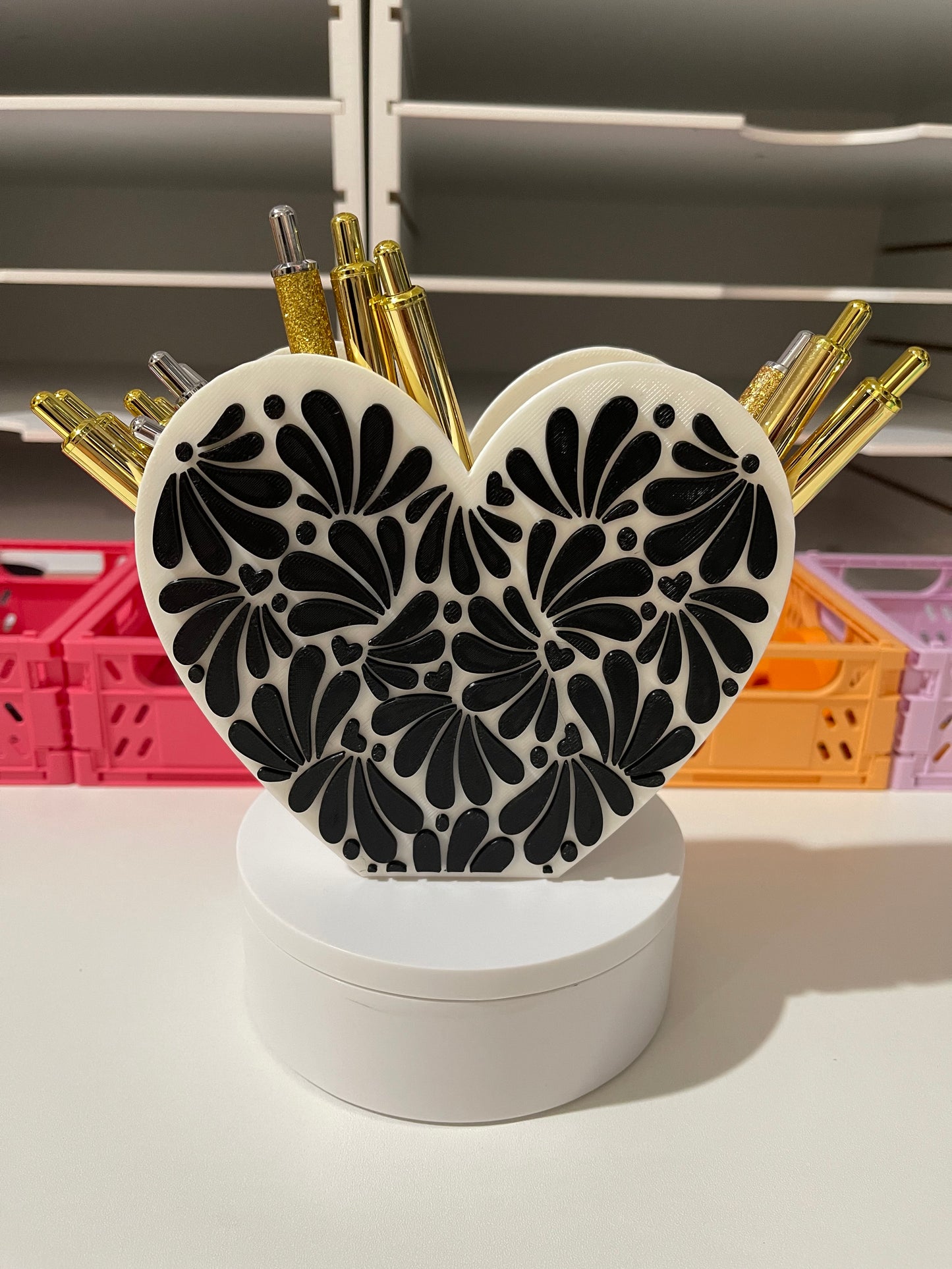 Heart Talavera pen & sticky note holder