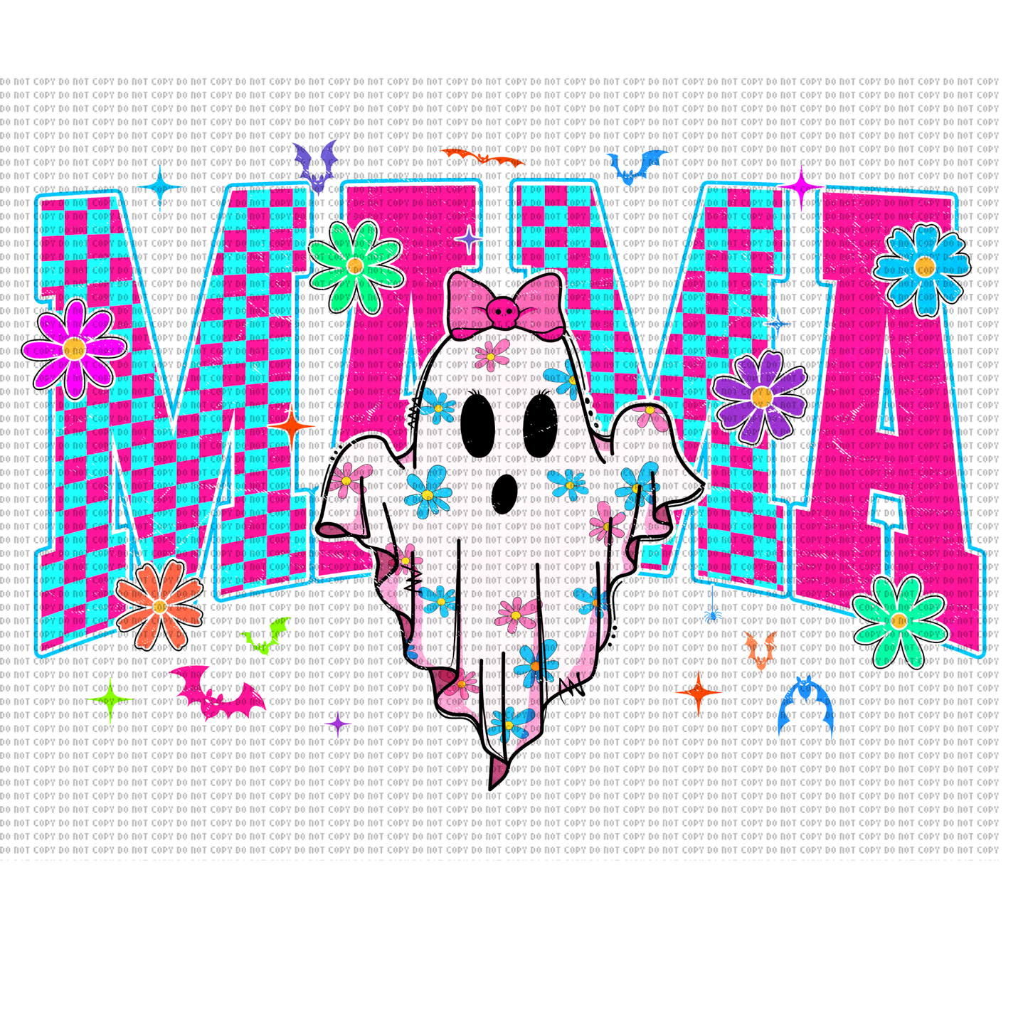 Checkered Mama ghost DTF transfer