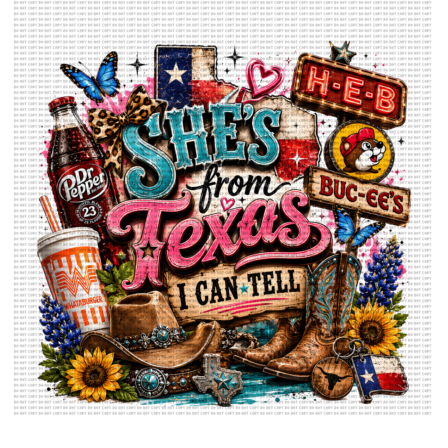 She’s from Texas Dr Pepper design 1 dtf transfer