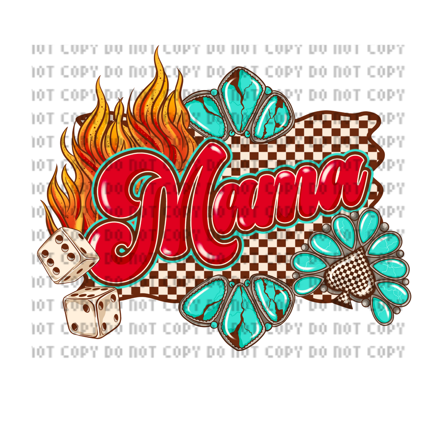 MAMA WESTERN CHECKERED DTF TRANSFER