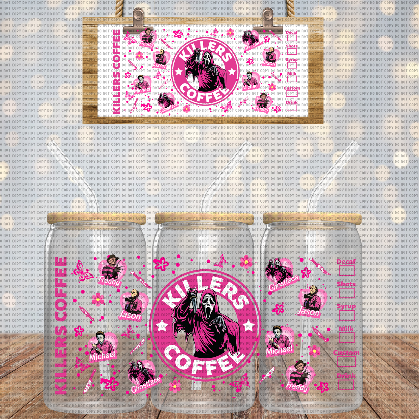 PINK HORROR KILLER COFFEE CUP WRAP