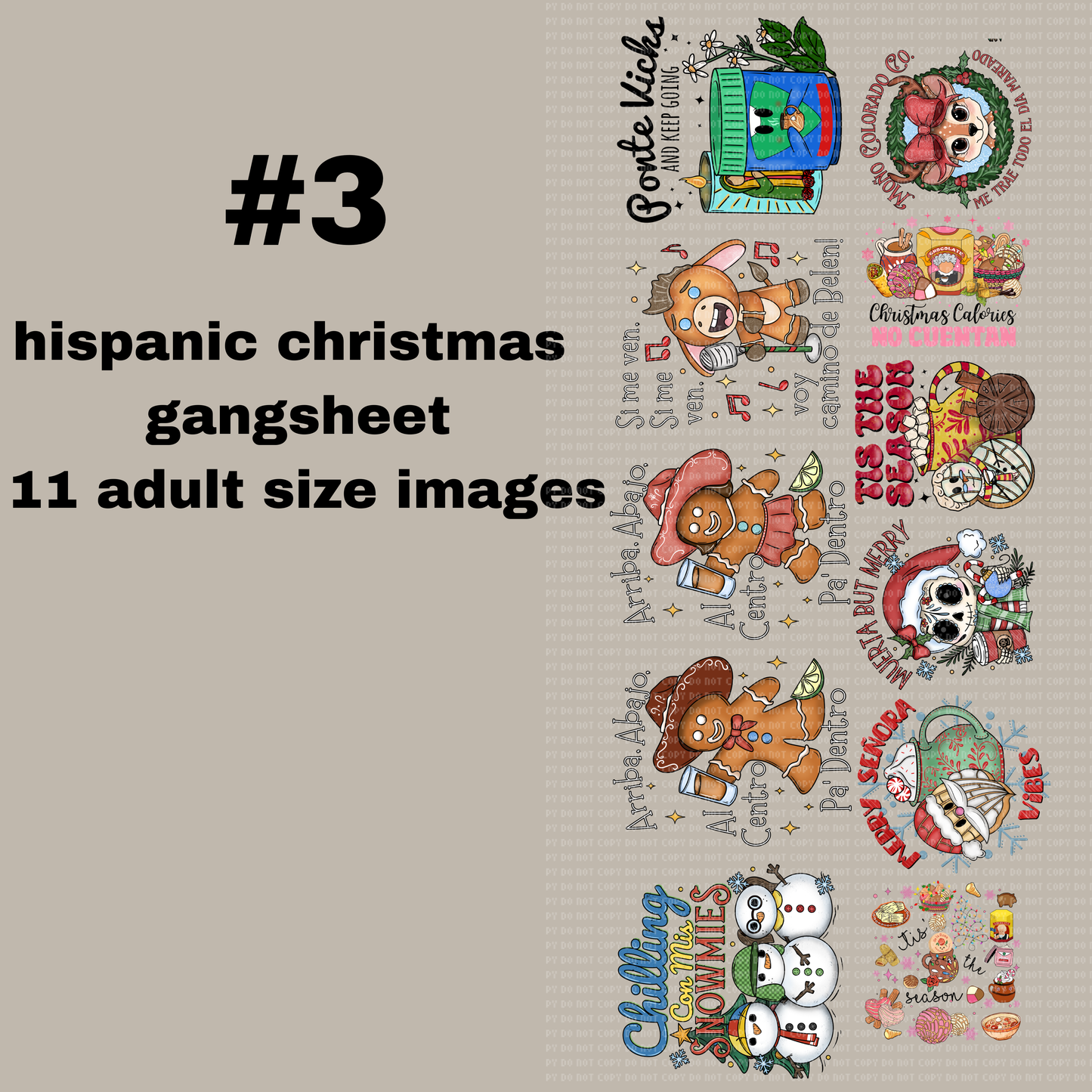 Hispanic #3 11 adult size DTF transfers