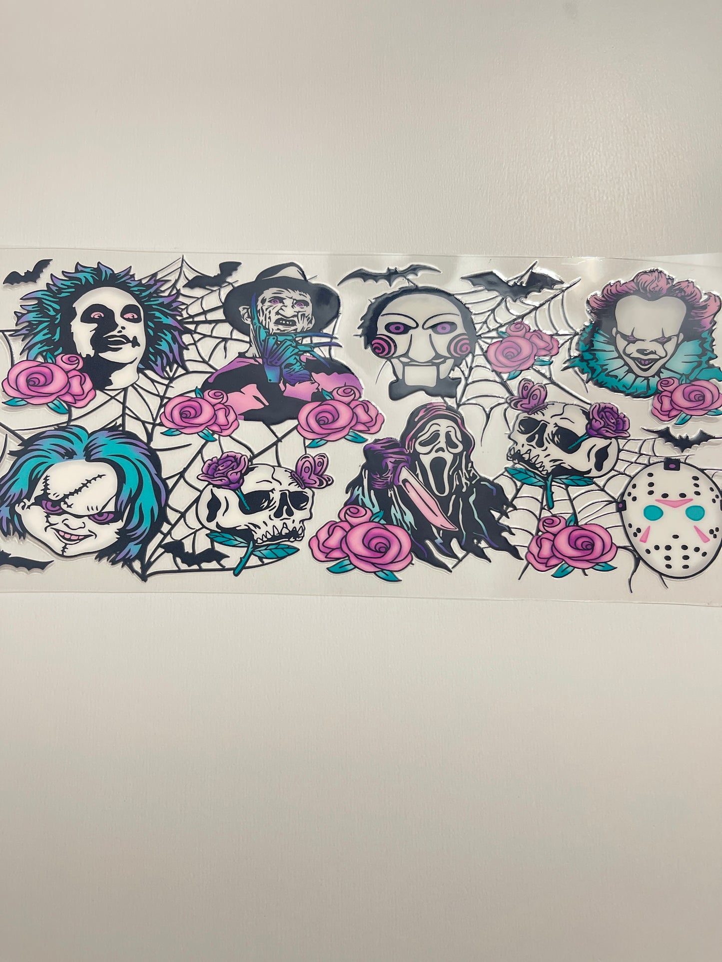 #85 blue and pink horror squad uvdtf cup wrap