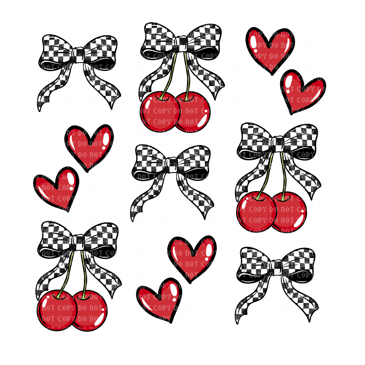 CHECKERED BOW CHERRIES DTF TRANSFER