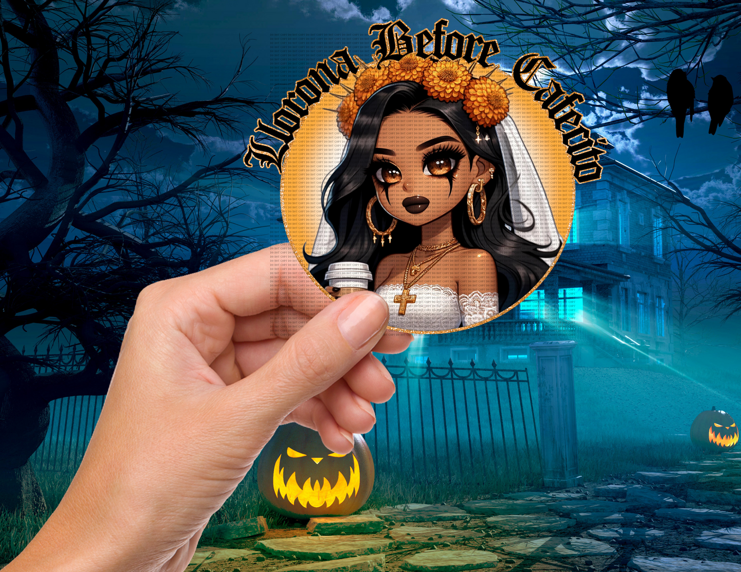 LLORONA BEFORE CAFECITO UVDTF DECAL 4"