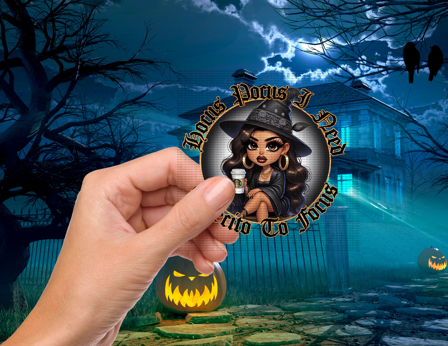 HOCUS POCUS I NEED CAFECITO UVDTF DECAL 4"