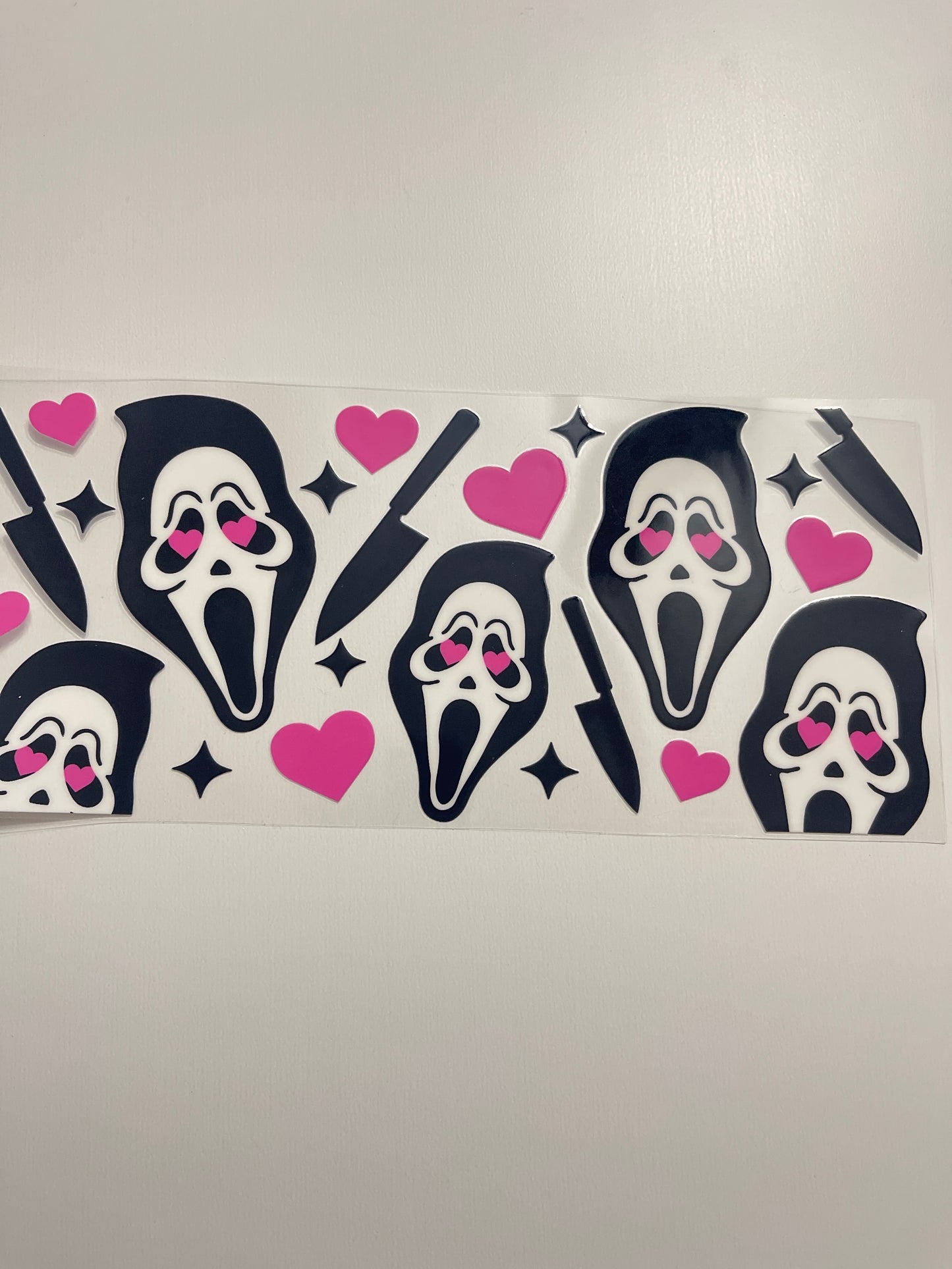 #107 heart ghost face heads uvdtf cup wrap