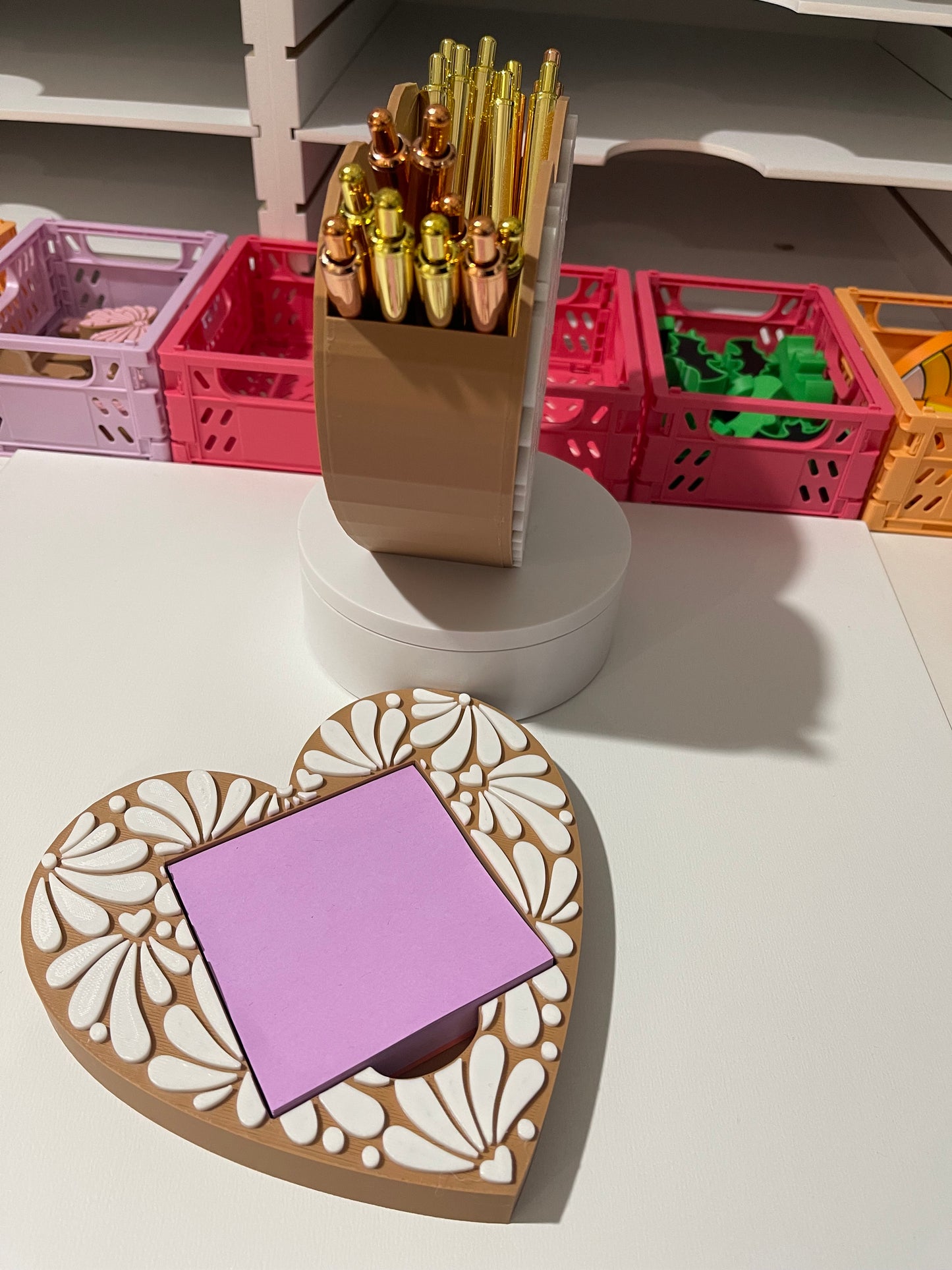 Heart Talavera pen & sticky note holder