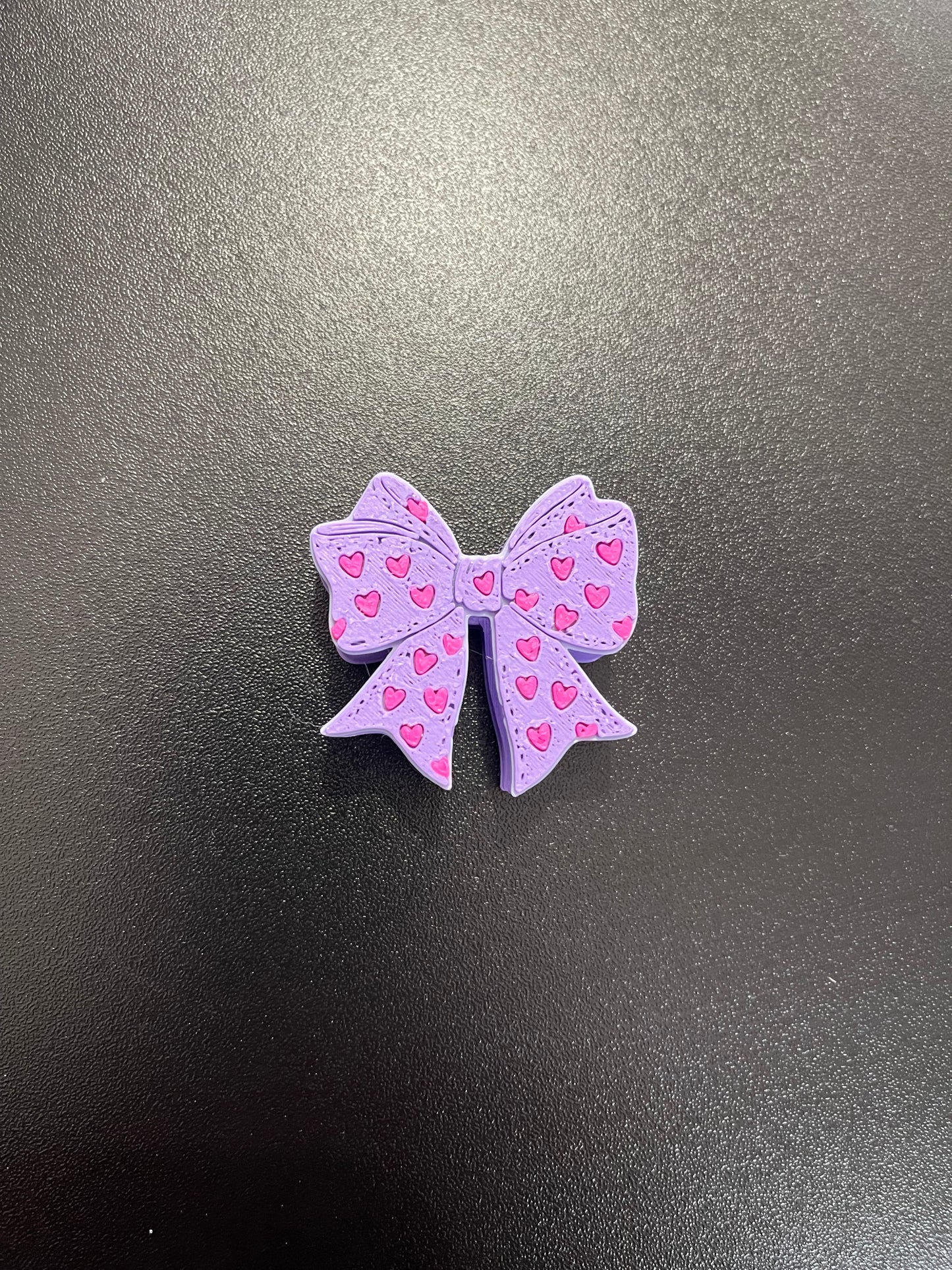 Purple bow with hearts straw topper standard size