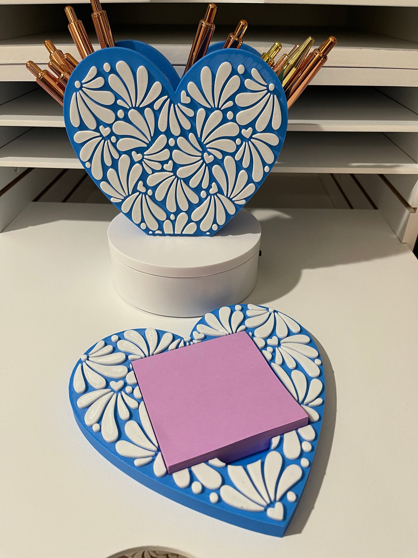 Heart Talavera pen & sticky note holder