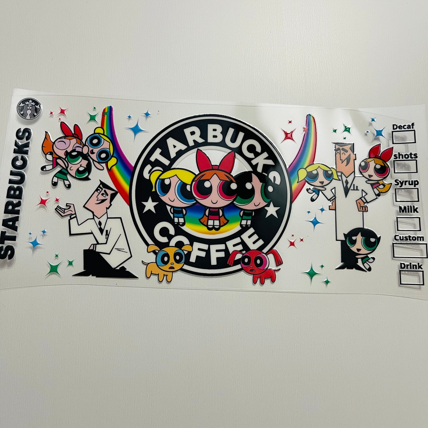 #42 Starbucks coffee powerpuff girls uvdtf cup wrap