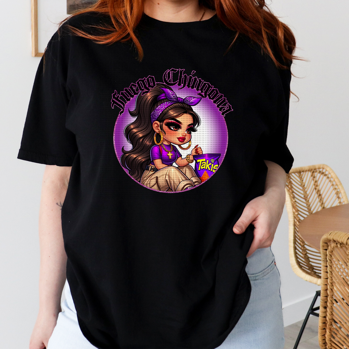 MEXICAN SNACK CHINGONA ADULT BLACK T SHIRT