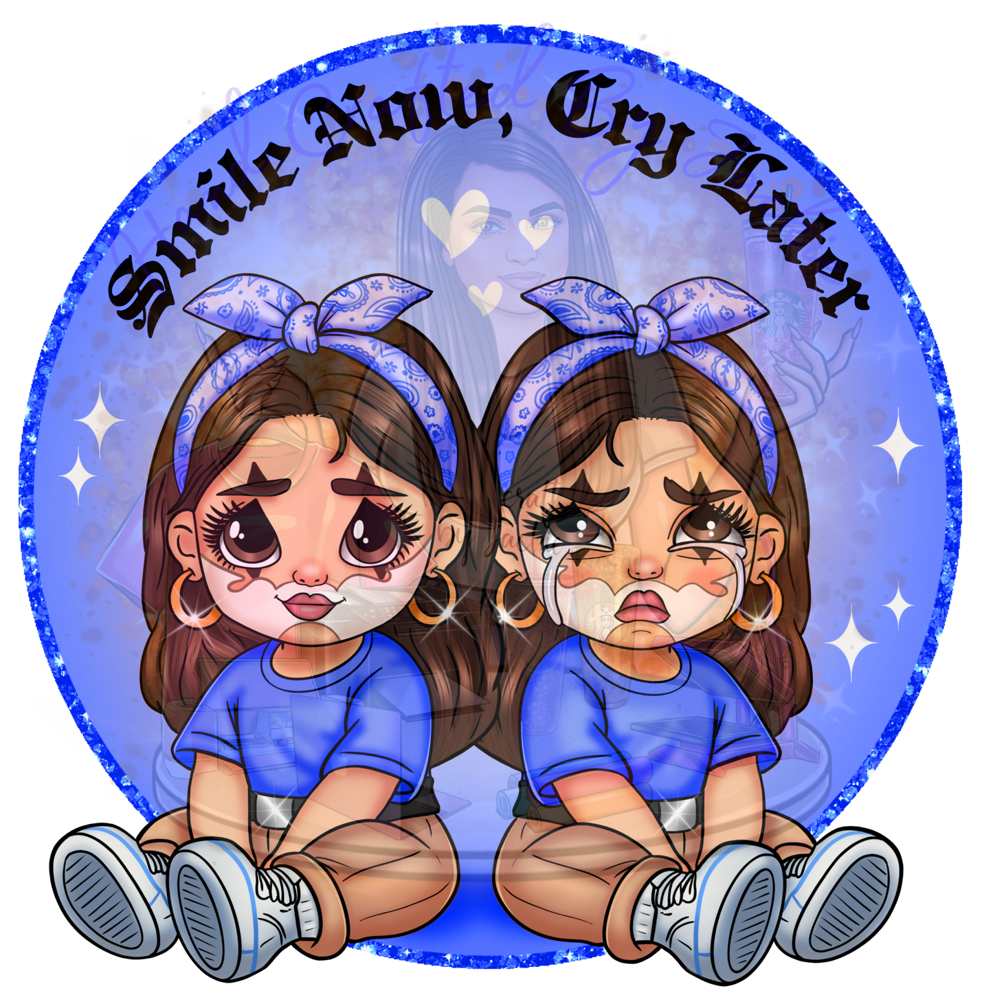 BLUE SMILE NOW CRY LATER DTF TRANSFER