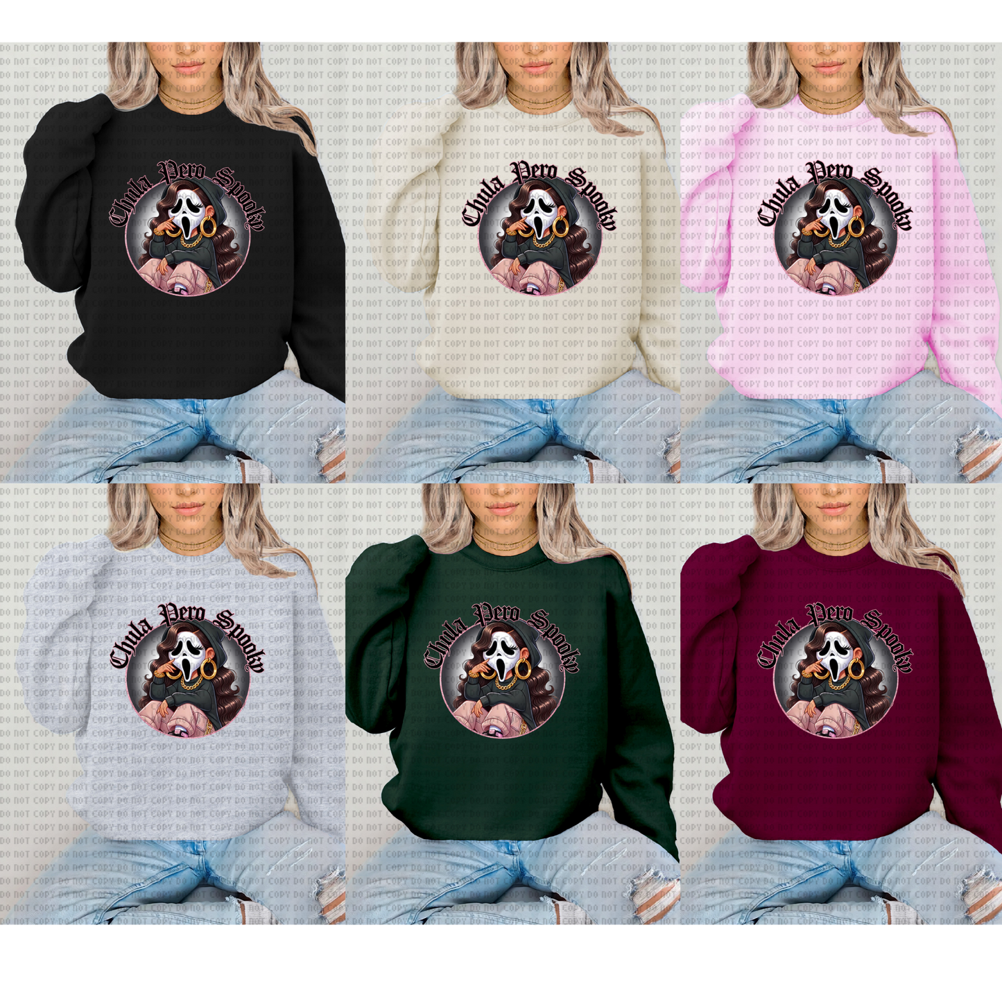 CHULA PERO SPOOKY UNISEX CREWNECK SWEATERS
