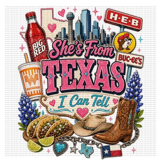 She’s from Texas big red design 2 dtf transfer