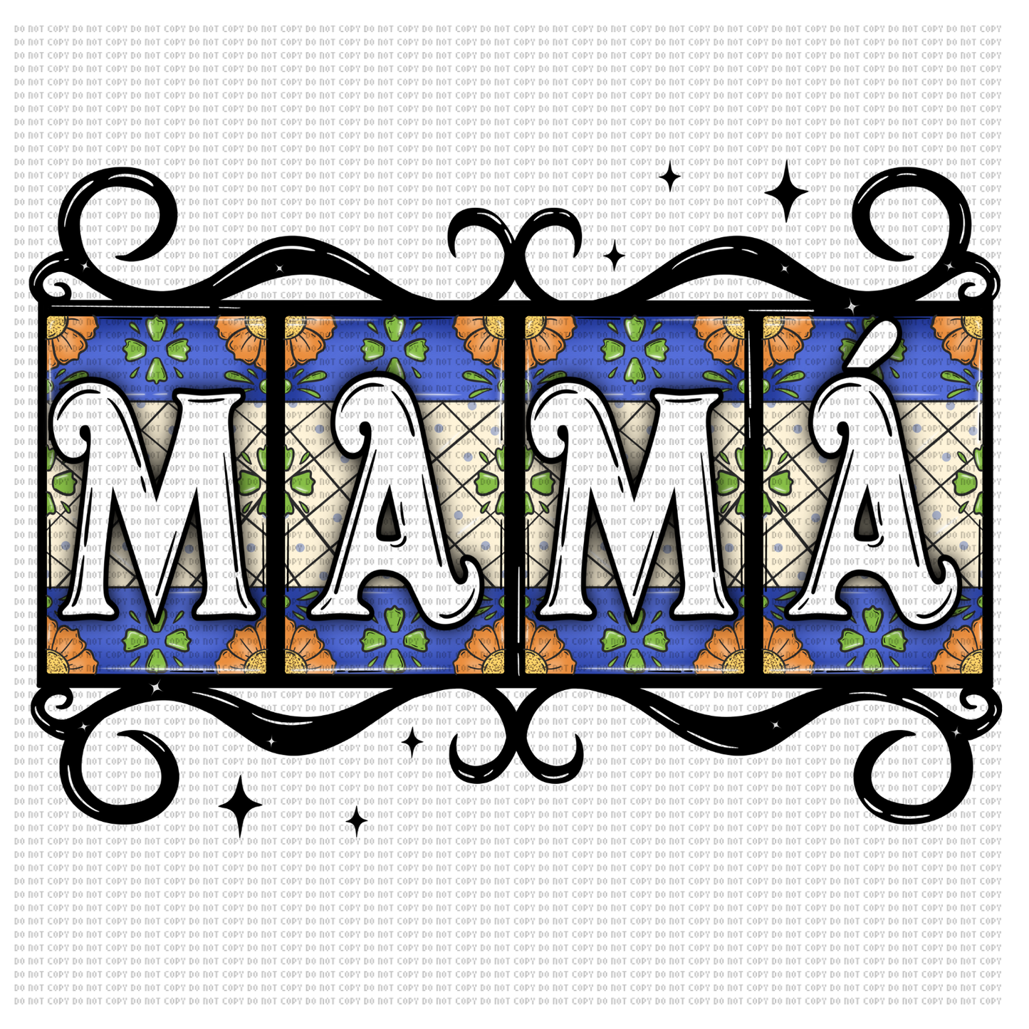 Mama blue Talavera DTF transfer