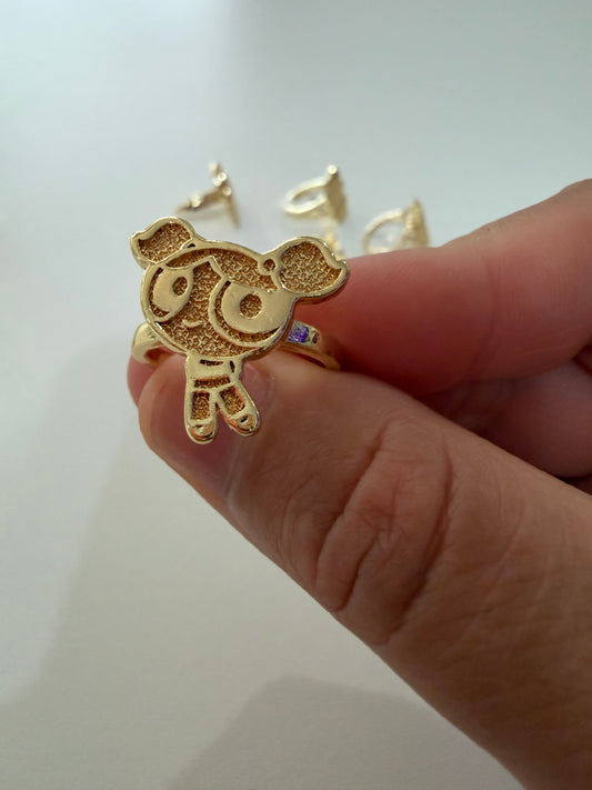 Powerfuff bubbles 18k laminated gold ring