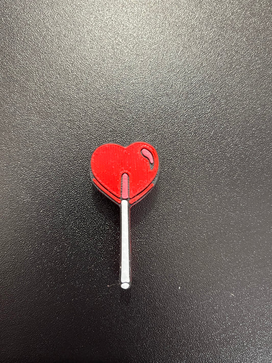 Red heart lollipop straw topper standard size