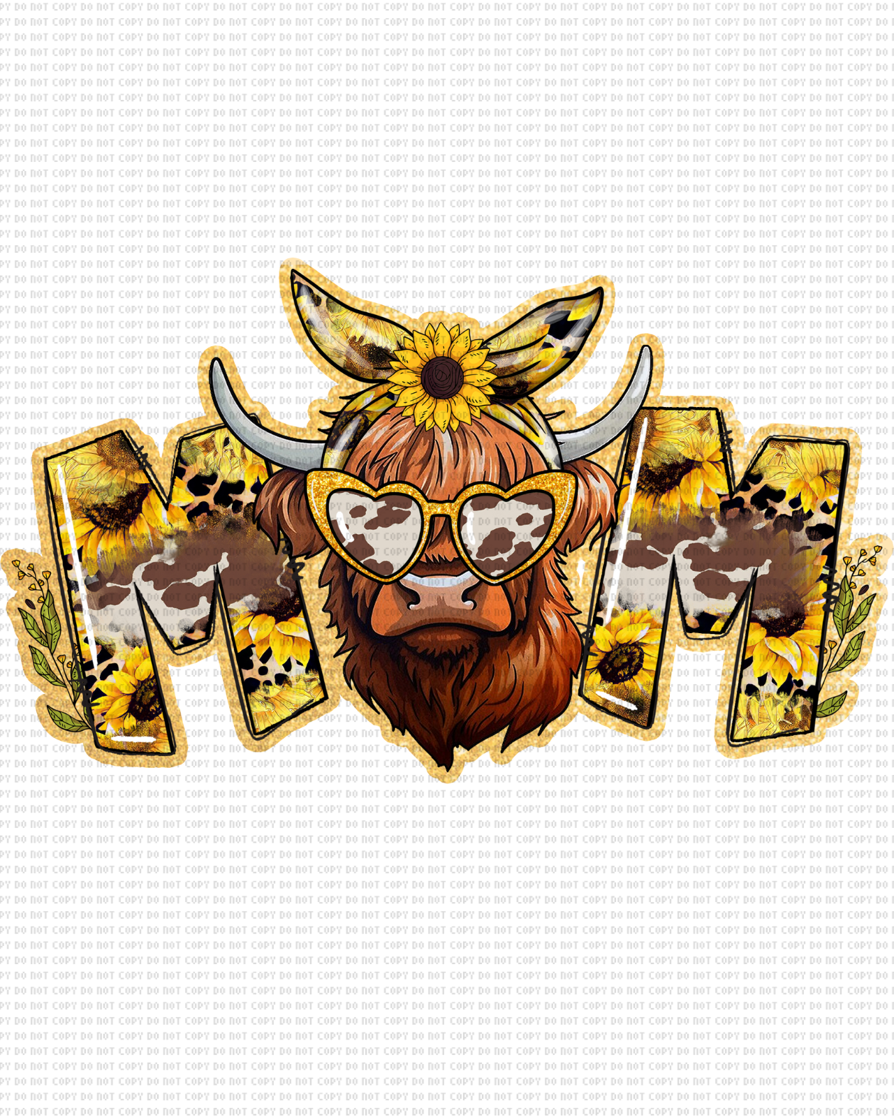 Highland cow sunflower mom DTF transfer