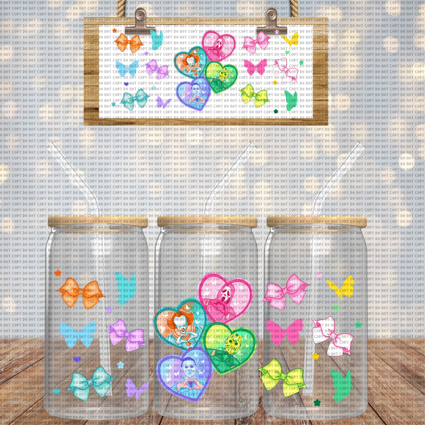 COLORFUL HORROR HEARTS CUP WRAP