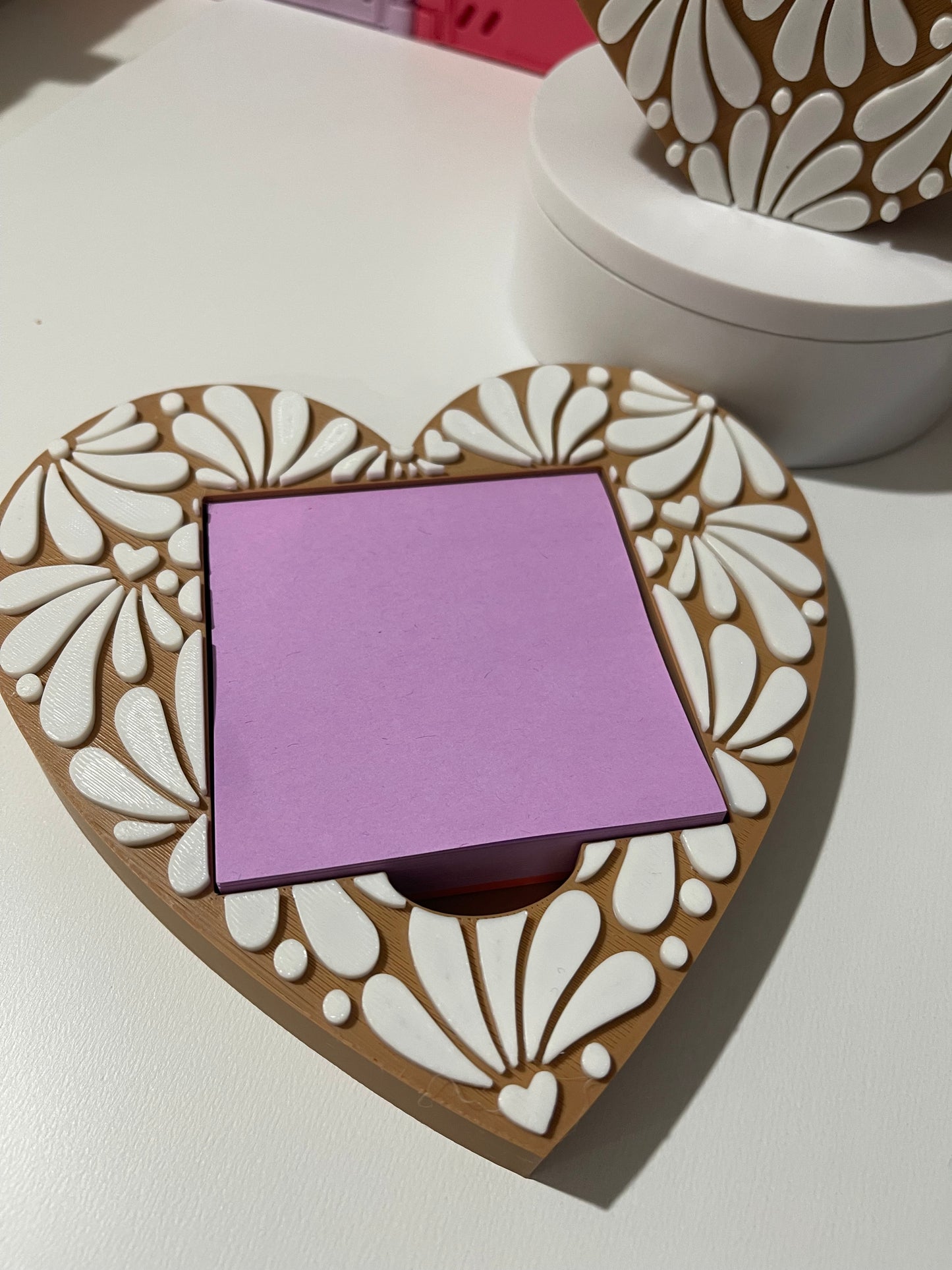 Heart Talavera pen & sticky note holder