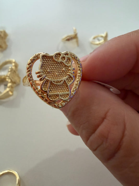 Hk Cute heart 18k laminated gold ring
