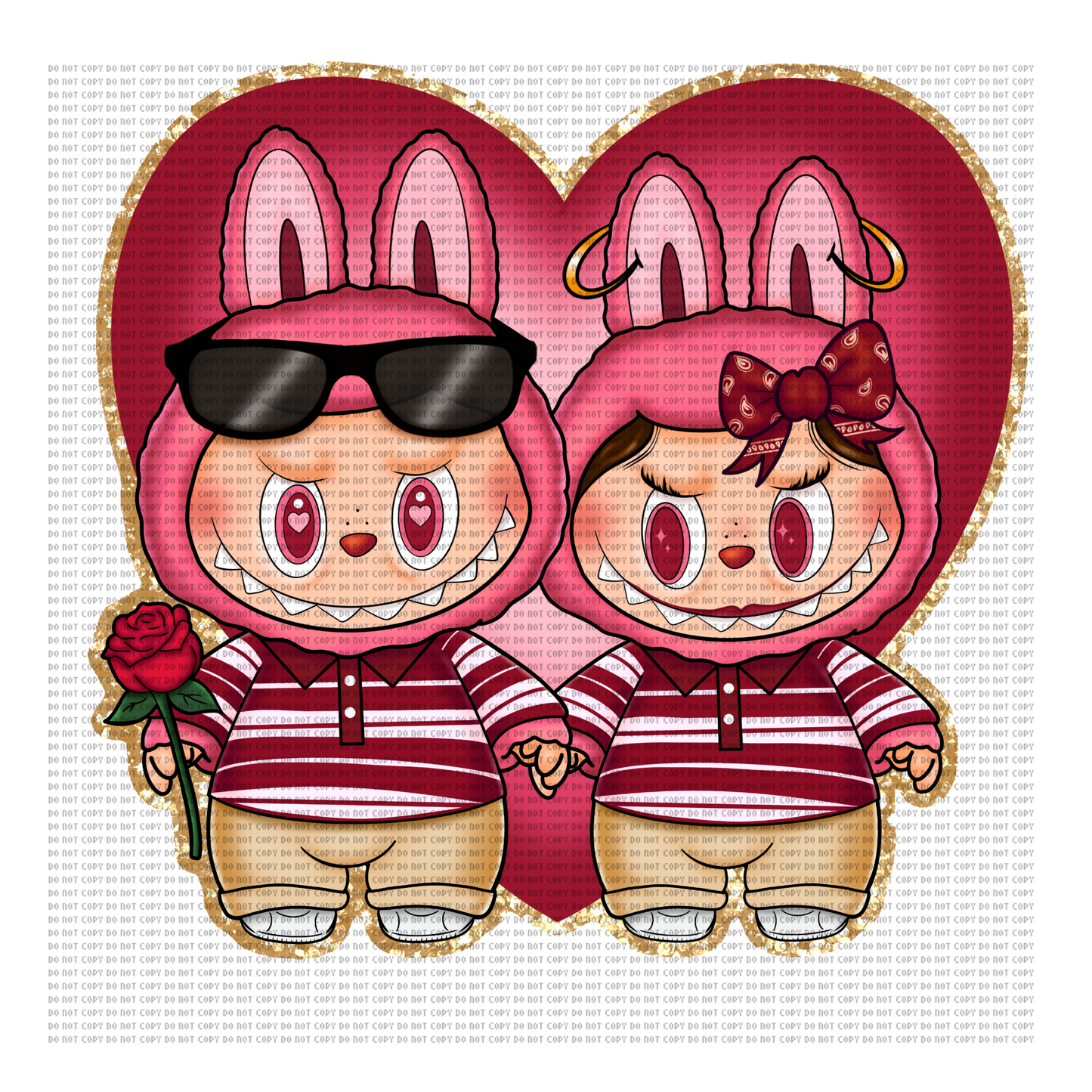 Pink cholo Labubu DTF transfer