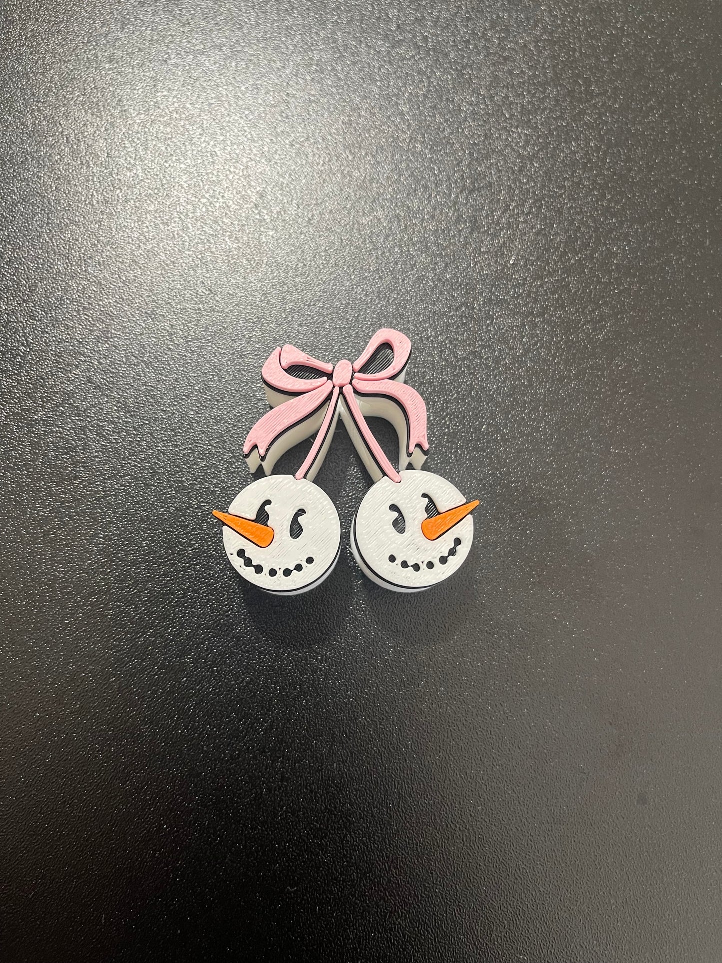 Cherry bow snowman straw topper (standard size)