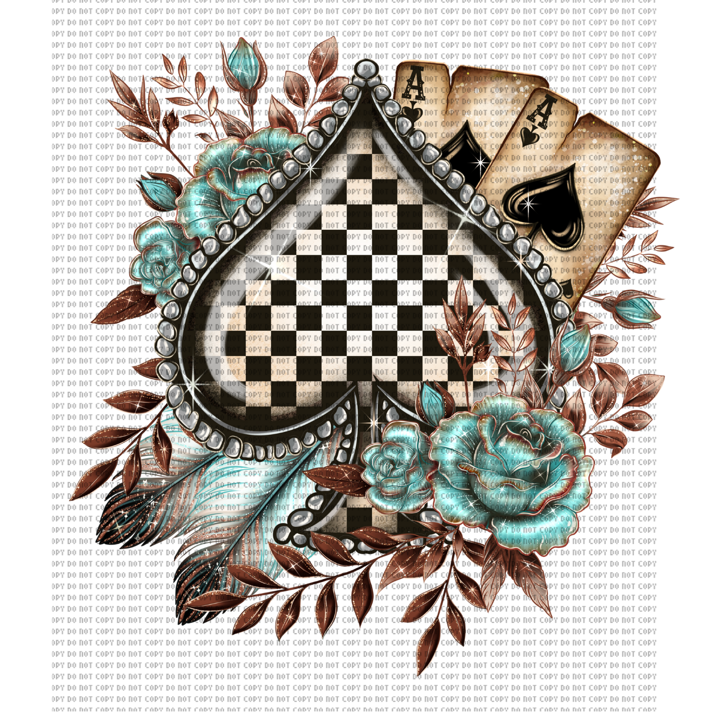 Checkered spade DTF transfer