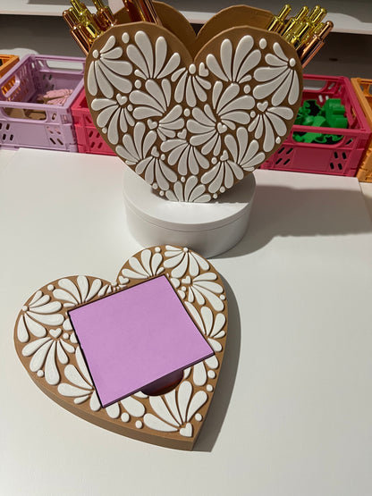 Heart Talavera pen & sticky note holder