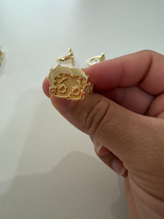 Betty boop head 18k laminated gold ring