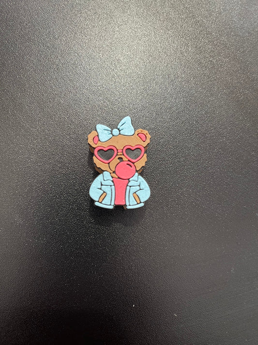 Bubblegum girl bear straw topper standard size