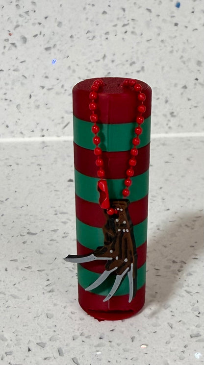 Freddy Kruger lip balm keychain holder w/ charm