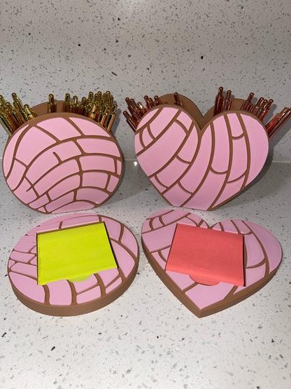 PINK CONCHA PEN & STICKY NOTE HOLDER
