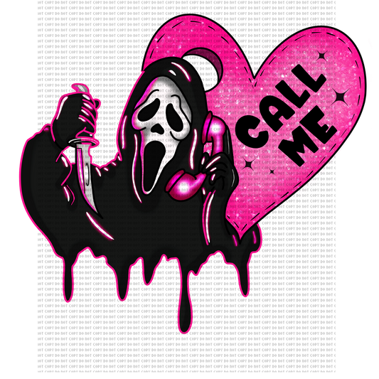 GHOSTFACE PINK HEART DTF TRANSFER