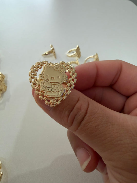 Hk big heart nugget 18k laminated gold ring