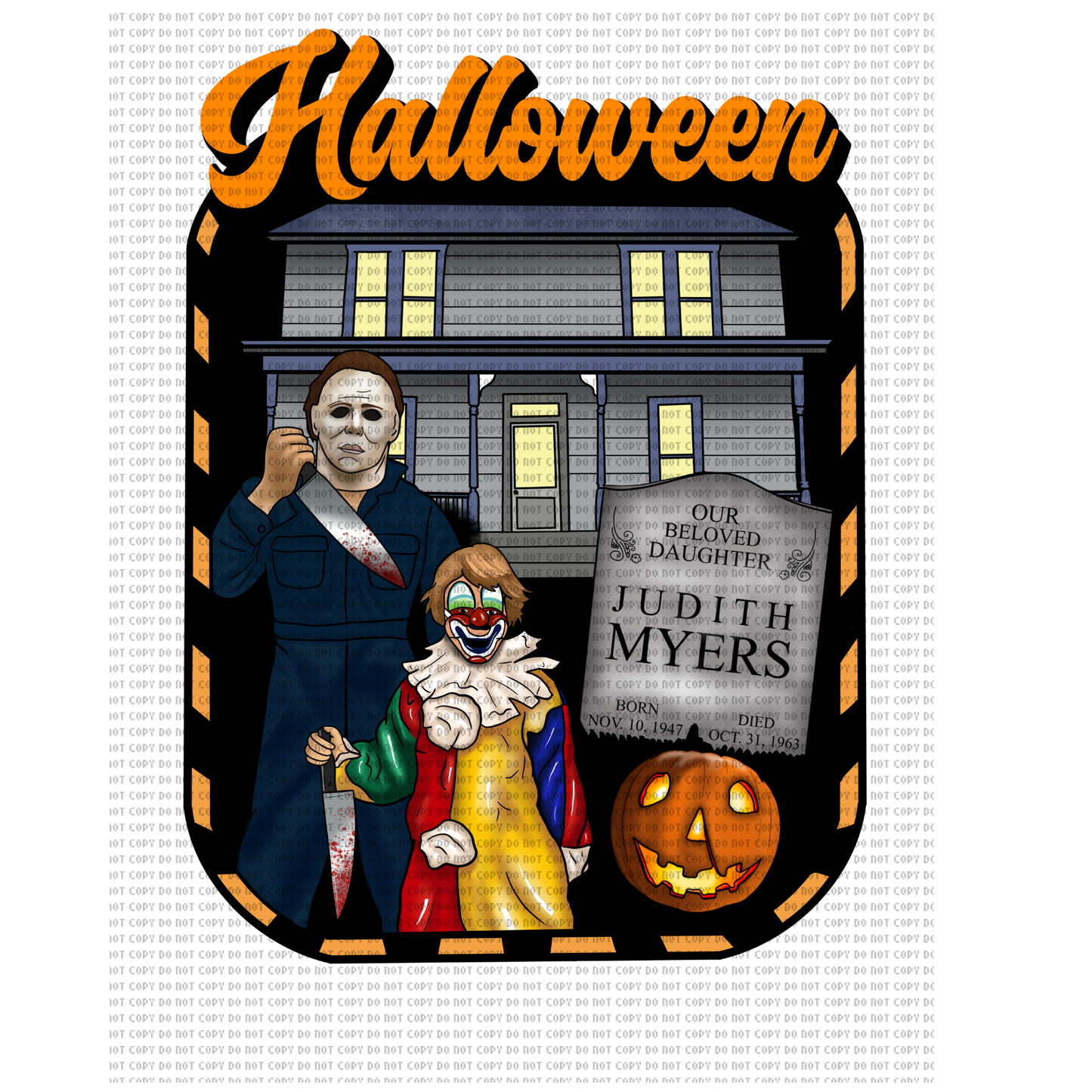Halloween michael w/clown kid DTF transfer