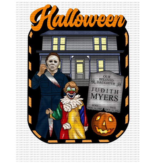 Halloween michael w/clown kid DTF transfer