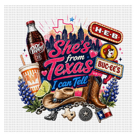She’s from Texas Dr Pepper design 2 dtf transfer