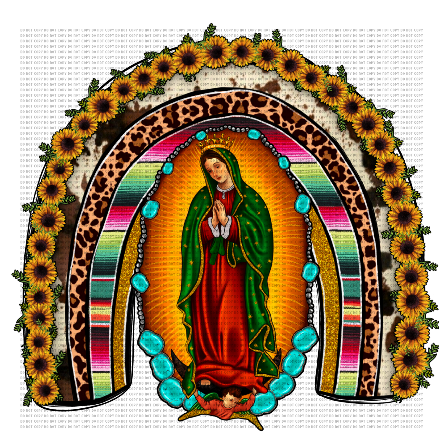Sunflower virgencita DTF transfer