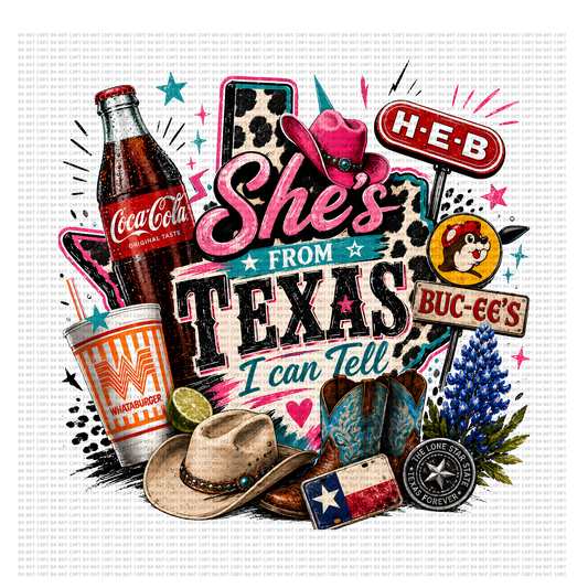She’s from Texas coke design 1 dtf transfer