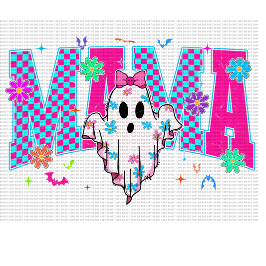 Checkered Mama ghost DTF transfer