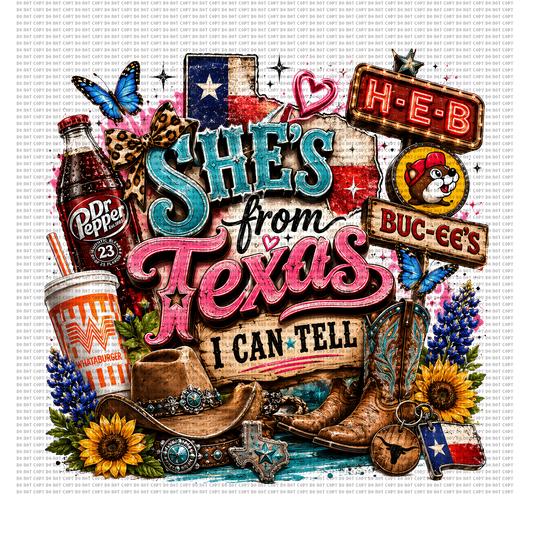 She’s from Texas Dr Pepper design 1 dtf transfer