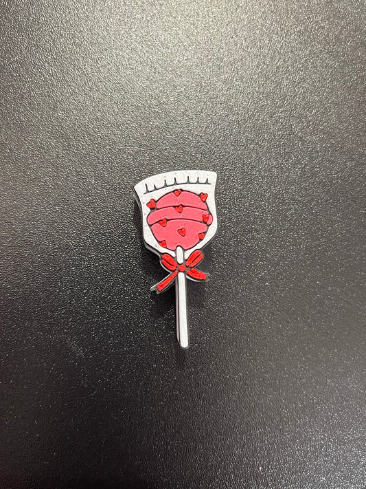 Pink lollipop straw topper standard size