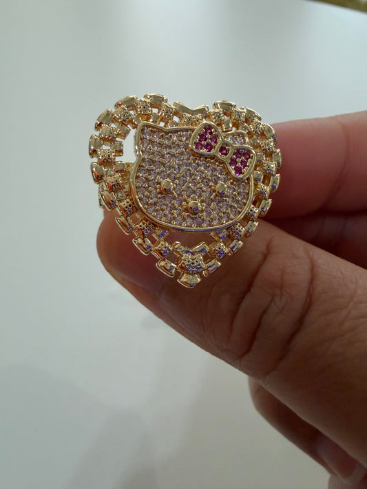 Hk heart head 18k laminated gold ring