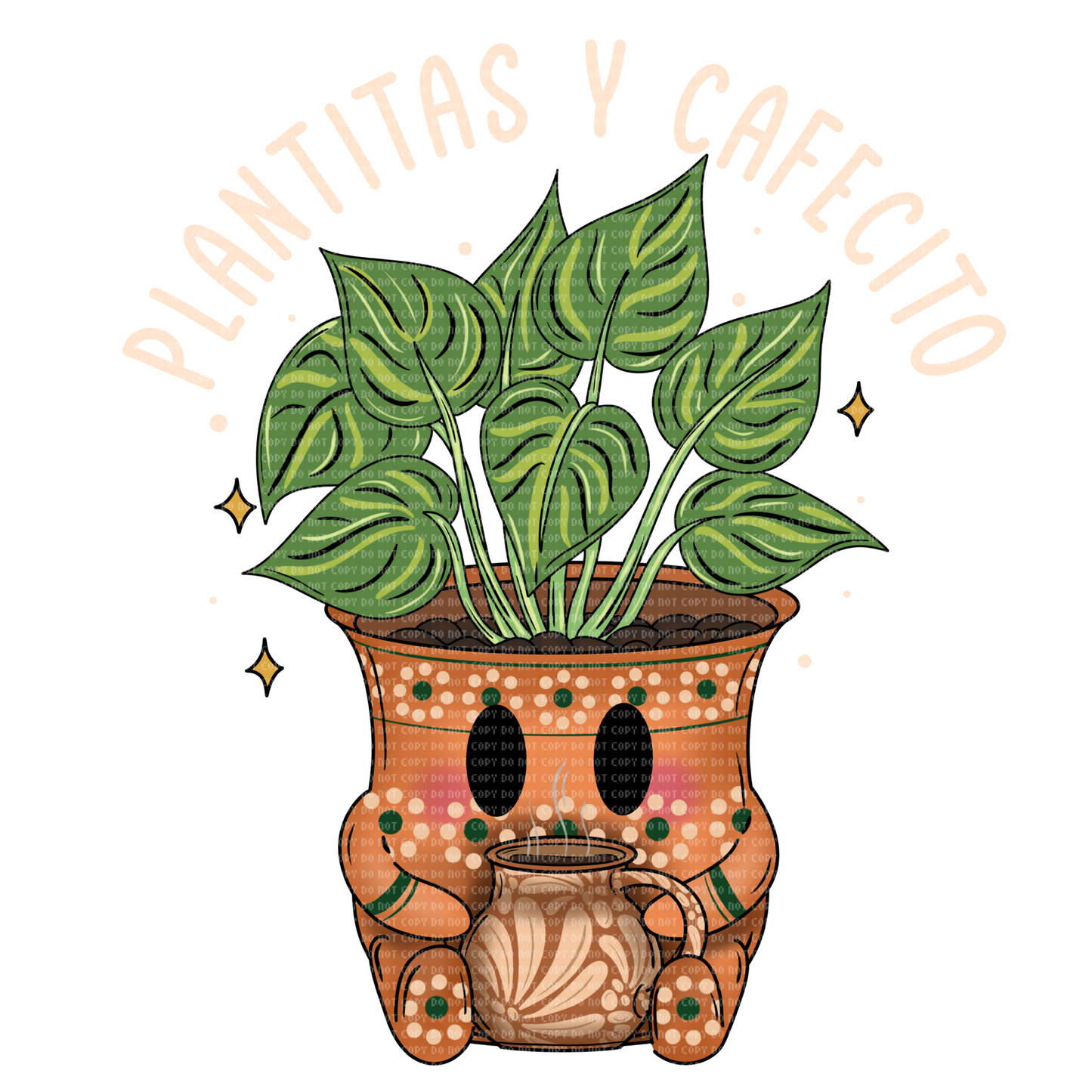Plantitas y cafecito dtf transfer